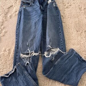 Abercrombie & Fitch Women's Distressed Boyfriend Jeans — Medium Blue